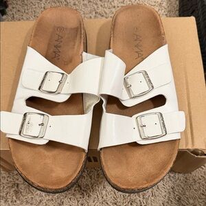 White Double Buckle Sandals
